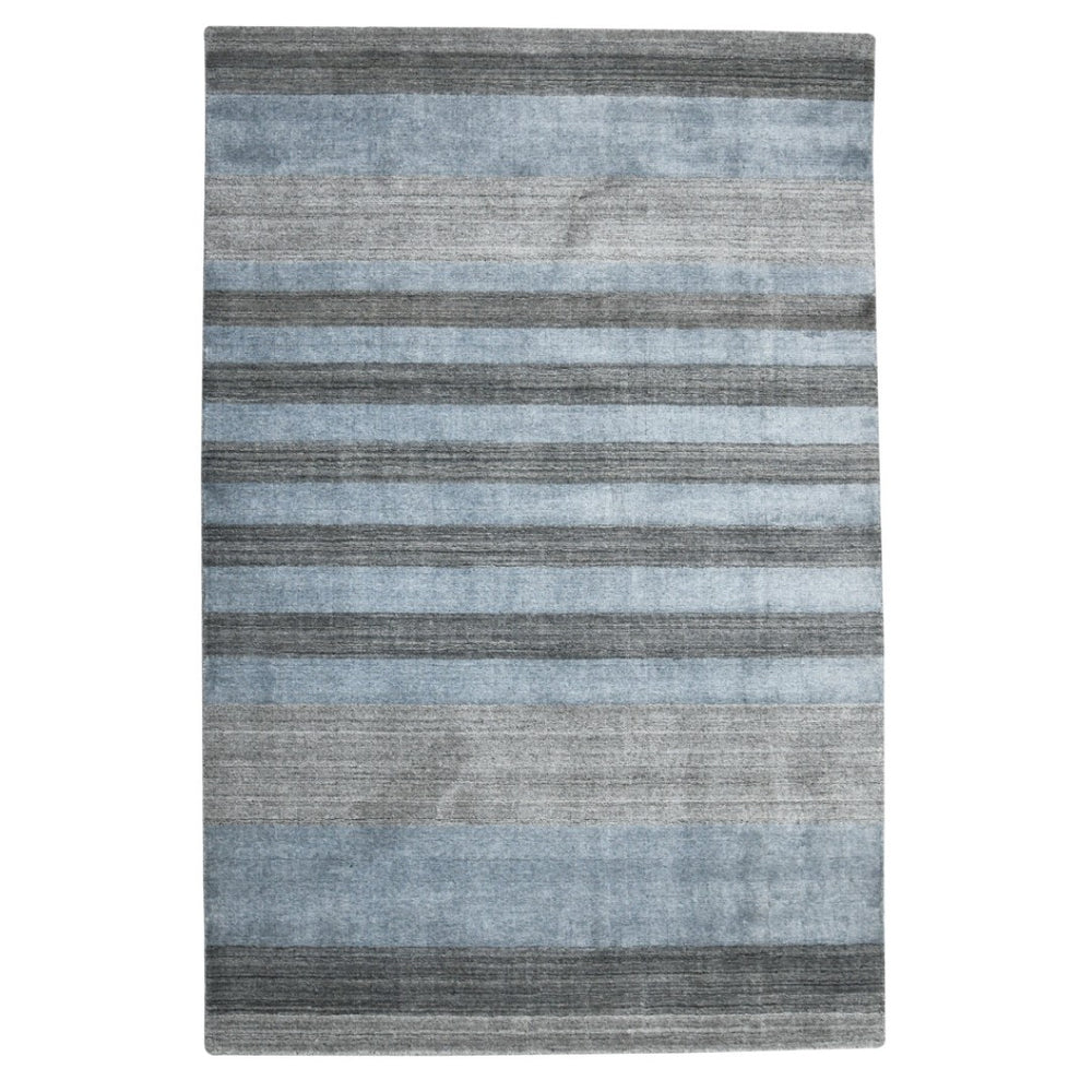 HomeRoots 2' Hand-Woven Wool Area Rug in Gray and Light Blue Stripes – Cozy, Unique, Perfect for Any Space 2' X 3' 570681