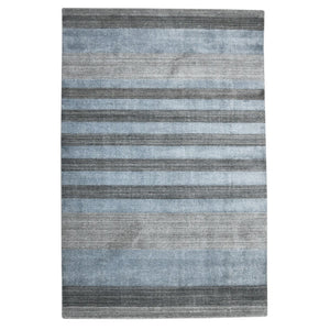 HomeRoots 2' Hand-Woven Wool Area Rug in Gray and Light Blue Stripes – Cozy, Unique, Perfect for Any Space 2' X 3' 570681