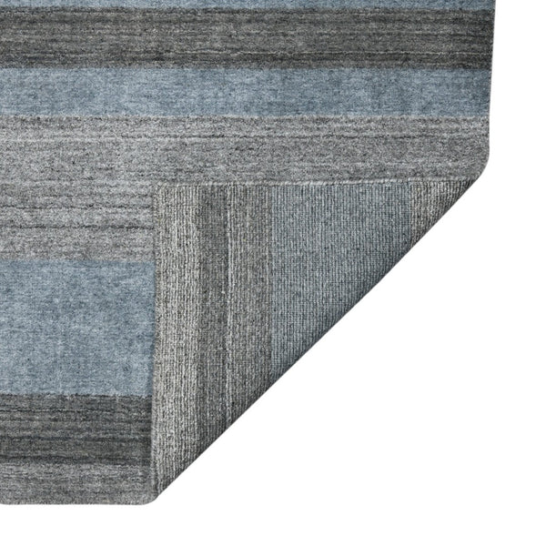 HomeRoots 2' Hand-Woven Wool Area Rug in Gray and Light Blue Stripes – Cozy, Unique, Perfect for Any Space 2' X 3' 570681