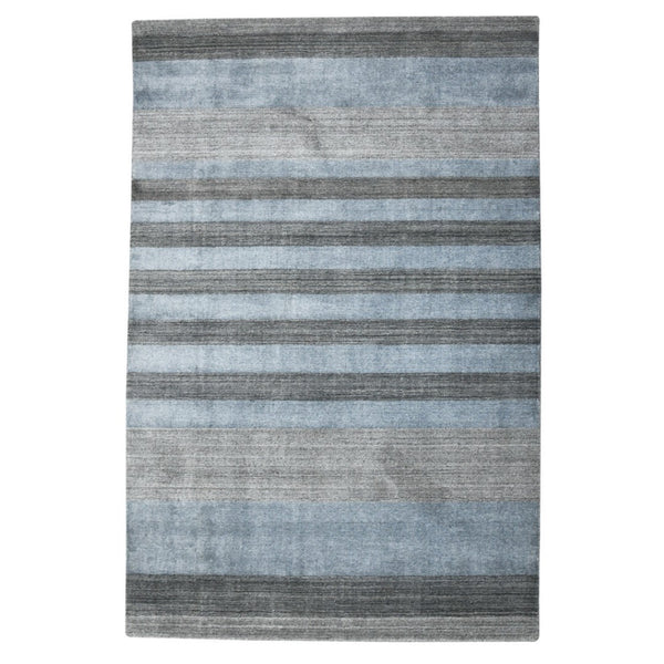 HomeRoots 2' Hand-Woven Wool Area Rug in Gray and Light Blue Stripes – Cozy, Unique, Perfect for Any Space 2' X 3' 570681