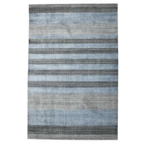 HomeRoots 2' Hand-Woven Wool Area Rug in Gray and Light Blue Stripes – Cozy, Unique, Perfect for Any Space 4' X 6' 570682