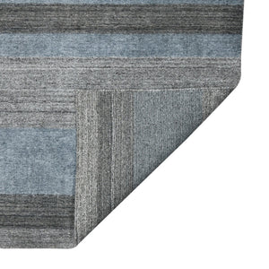 HomeRoots 2' Hand-Woven Wool Area Rug in Gray and Light Blue Stripes – Cozy, Unique, Perfect for Any Space 8' X 10' 570684