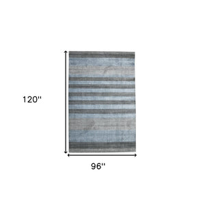HomeRoots 2' Hand-Woven Wool Area Rug in Gray and Light Blue Stripes – Cozy, Unique, Perfect for Any Space 8' X 10' 570684