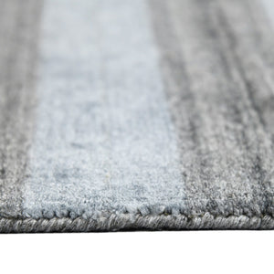 HomeRoots 2' Hand-Woven Wool Area Rug in Gray and Light Blue Stripes – Cozy, Unique, Perfect for Any Space 9' X 12' 570685
