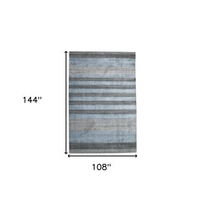 HomeRoots 2' Hand-Woven Wool Area Rug in Gray and Light Blue Stripes – Cozy, Unique, Perfect for Any Space 9' X 12' 570685