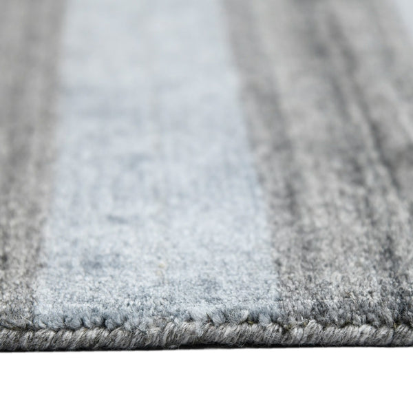 HomeRoots 2' Hand-Woven Wool Area Rug in Gray and Light Blue Stripes – Cozy, Unique, Perfect for Any Space 10' X 14' 570686
