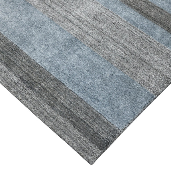 HomeRoots 2' Hand-Woven Wool Area Rug in Gray and Light Blue Stripes – Cozy, Unique, Perfect for Any Space 10' X 14' 570686