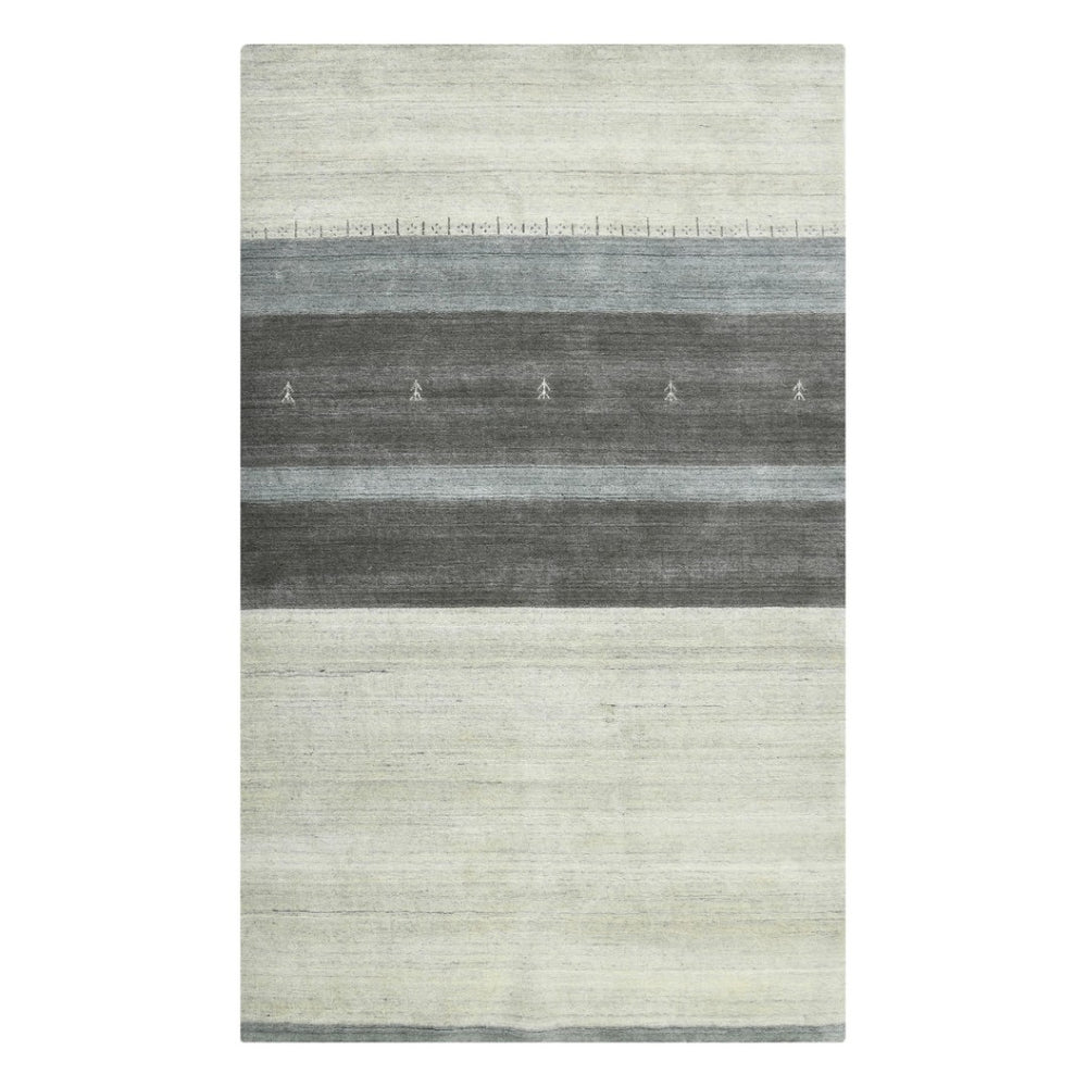 HomeRoots 2' Hand Woven Wool Area Rug in Ivory, Gray & Green – Artisanal Striped Design for Cozy Spaces 4' X 6' 570688