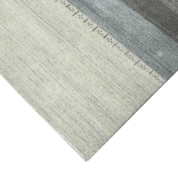 HomeRoots 2' Hand Woven Wool Area Rug in Ivory, Gray & Green – Artisanal Striped Design for Cozy Spaces 5' X 8' 570689