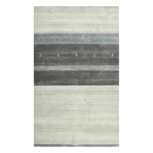 HomeRoots 2' Hand Woven Wool Area Rug in Ivory, Gray & Green – Artisanal Striped Design for Cozy Spaces 8' X 10' 570690