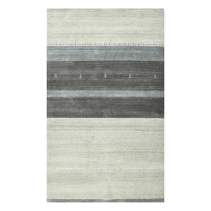HomeRoots 2' Hand Woven Wool Area Rug in Ivory, Gray & Green – Artisanal Striped Design for Cozy Spaces 8' X 10' 570690