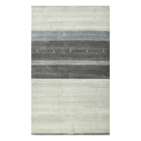 HomeRoots 2' Hand Woven Wool Area Rug in Ivory, Gray & Green – Artisanal Striped Design for Cozy Spaces 8' X 10' 570690