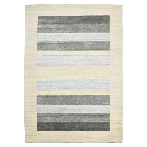 HomeRoots 4' Hand Woven Ivory & Gray Wool Striped Area Rug - Artisan Crafted Comfort for Any Space 4' X 6' 570693
