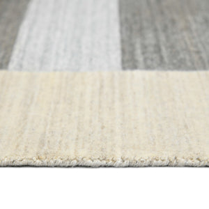 HomeRoots 4' Hand Woven Ivory & Gray Wool Striped Area Rug - Artisan Crafted Comfort for Any Space 4' X 6' 570693