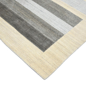 HomeRoots 4' Hand Woven Ivory & Gray Wool Striped Area Rug - Artisan Crafted Comfort for Any Space 4' X 6' 570693