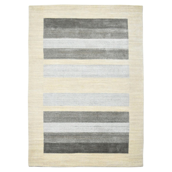 HomeRoots 4' Hand Woven Ivory & Gray Wool Striped Area Rug - Artisan Crafted Comfort for Any Space 4' X 6' 570693