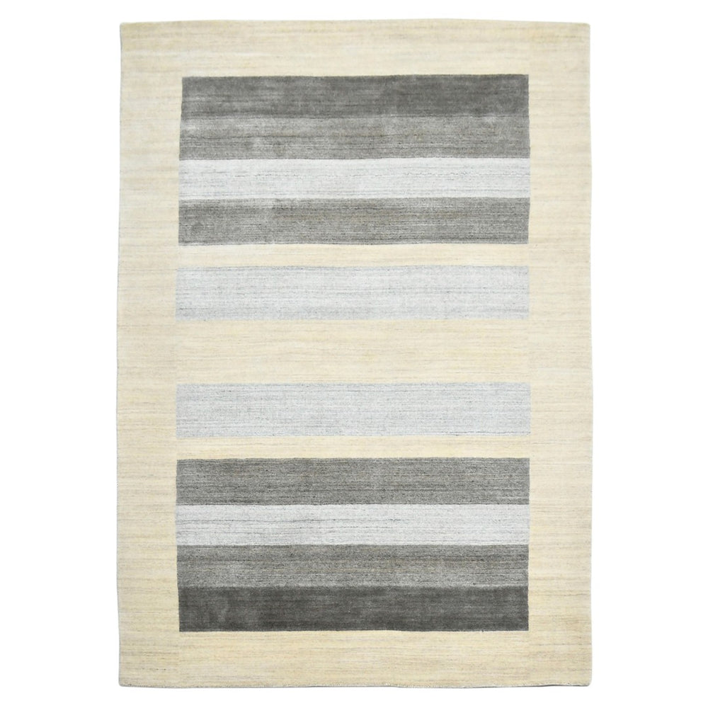 HomeRoots 4' Hand Woven Ivory & Gray Wool Striped Area Rug - Artisan Crafted Comfort for Any Space 5' X 8' 570694