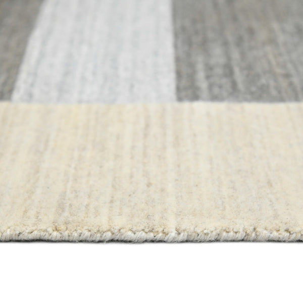 HomeRoots 4' Hand Woven Ivory & Gray Wool Striped Area Rug - Artisan Crafted Comfort for Any Space 5' X 8' 570694