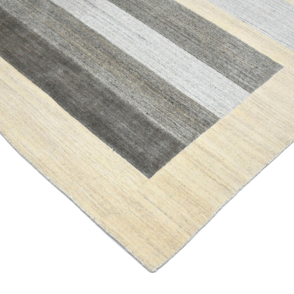 HomeRoots 4' Hand Woven Ivory & Gray Wool Striped Area Rug - Artisan Crafted Comfort for Any Space 5' X 8' 570694