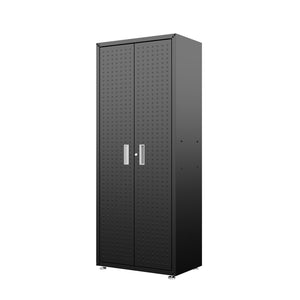 English Elm Rolling Metal Garage Cabinet with Locking Doors Diamond Texture Industrial Storage Charcoal Grey B365P398229