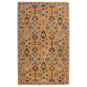HomeRoots 5' Vibrant Floral Hand-Tufted Wool Area Rug - Artisanal Orange, Purple & Blue Design for Cozy Spaces 8' X 10' 570704