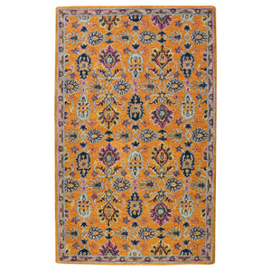 HomeRoots 5' Vibrant Floral Hand-Tufted Wool Area Rug - Artisanal Orange, Purple & Blue Design for Cozy Spaces 8' X 10' 570704