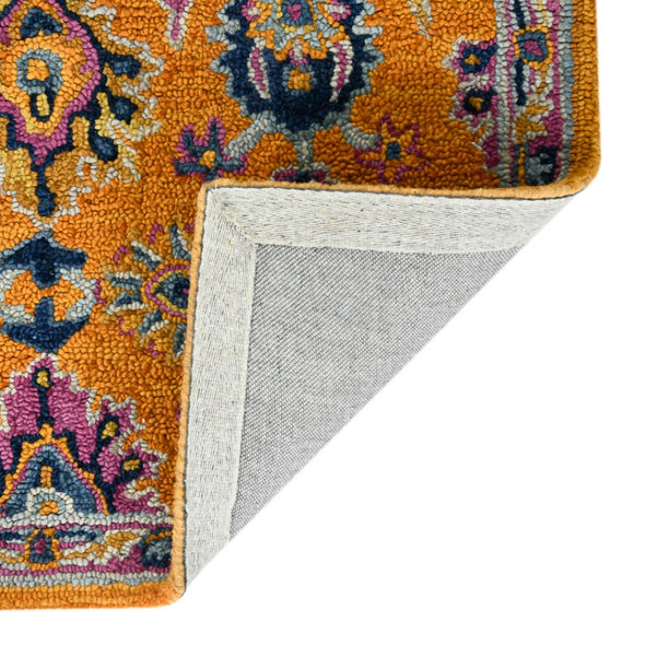 HomeRoots 5' Vibrant Floral Hand-Tufted Wool Area Rug - Artisanal Orange, Purple & Blue Design for Cozy Spaces 8' X 11' 570705