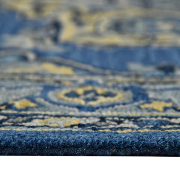 HomeRoots 5' Teal and Gray Wool Medallion Area Rug - Hand-Tufted Artisan Craftsmanship for Cozy Spaces 5' X 8' 570707