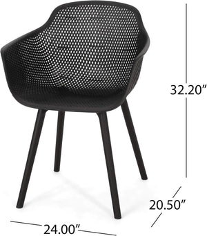 English Elm Christopher Knight Home® - LOTUS Outdoor Dining Chairs Set of 4 – Weather-Resistant Polypropylene with Diamond Pattern Comfort and Durability Black 26.75 L x 26.5 W x 24 H N776P243064B