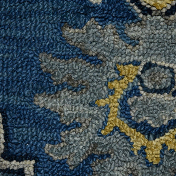 HomeRoots 5' Teal and Gray Wool Medallion Area Rug - Hand-Tufted Artisan Craftsmanship for Cozy Spaces 8' X 10' 570708