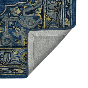 HomeRoots 5' Teal and Gray Wool Medallion Area Rug - Hand-Tufted Artisan Craftsmanship for Cozy Spaces 8' X 11' 570709