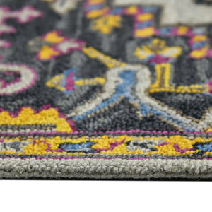 HomeRoots 5' Hand-Tufted Wool Medallion Area Rug in Gray, Purple & Gold - Artisanal Comfort for Your Home 8' X 10' 570712