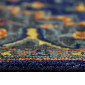 HomeRoots 5' Exquisite Blue Teal and Brick Red Hand-Tufted Wool Medallion Area Rug for Cozy Spaces 8' X 10' 570716