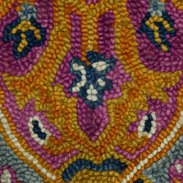 HomeRoots 5' Hand-Tufted Wool Medallion Area Rug - Bohemian Blue, Purple & Brown Design for Cozy Spaces 8' X 10' 570724