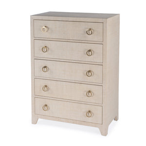 Butler Specialty Bar Harbor 5-drawer Raffia Dresser - Elegant Storage Solution With Hand-woven Natural Texture Natural Gmelina Arborea Wood,Mdf,Oak Veneer,Saguran Raffia,Zinc 5707362-butler