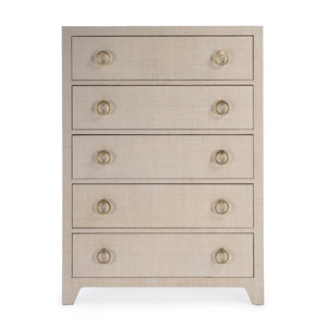 Butler Specialty Bar Harbor 5-drawer Raffia Dresser - Elegant Storage Solution With Hand-woven Natural Texture Natural Gmelina Arborea Wood,Mdf,Oak Veneer,Saguran Raffia,Zinc 5707362-butler