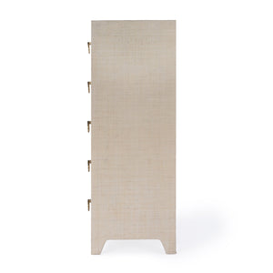 Butler Specialty Bar Harbor 5-drawer Raffia Dresser - Elegant Storage Solution With Hand-woven Natural Texture Natural Gmelina Arborea Wood,Mdf,Oak Veneer,Saguran Raffia,Zinc 5707362-butler
