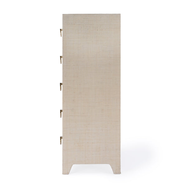 Butler Specialty Bar Harbor 5-drawer Raffia Dresser - Elegant Storage Solution With Hand-woven Natural Texture Natural Gmelina Arborea Wood,Mdf,Oak Veneer,Saguran Raffia,Zinc 5707362-butler