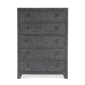 Butler Specialty Bar Harbor 5-drawer Raffia Dresser - Elegant Storage Solution With Hand-woven Natural Texture Gray Gmelina Arborea Wood,Mdf,Oak Veneer,Saguran Raffia,Zinc 5707420-butler