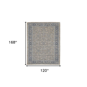 HomeRoots 4' Striped Wool Area Rug in Ivory, Gray & Black – Hand-Woven Artisan Design for Cozy Spaces 10' X 14' 570742