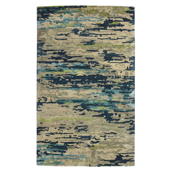 HomeRoots 4' Sand and Green Wool Area Rug - Hand-Tufted Abstract Design for Modern Spaces and Comfort 8' X 10' 570748