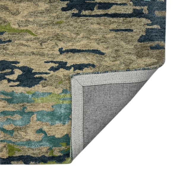 HomeRoots 4' Sand and Green Wool Area Rug - Hand-Tufted Abstract Design for Modern Spaces and Comfort 8' X 10' 570748