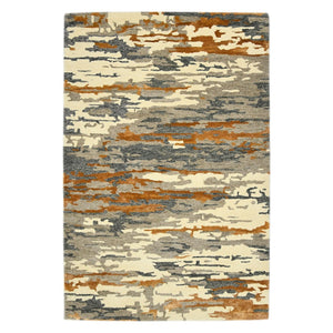 HomeRoots 4' Hand-Tufted Wool Area Rug in Abstract Orange, Ivory & Green – Modern Art for Cozy Spaces 5' X 8' 570752