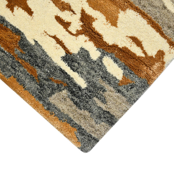 HomeRoots 4' Hand-Tufted Wool Area Rug in Abstract Orange, Ivory & Green – Modern Art for Cozy Spaces 8' X 10' 570753