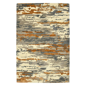 HomeRoots 4' Hand-Tufted Wool Area Rug in Abstract Orange, Ivory & Green – Modern Art for Cozy Spaces 9' X 13' 570754