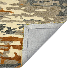 HomeRoots 4' Hand-Tufted Wool Area Rug in Abstract Orange, Ivory & Green – Modern Art for Cozy Spaces 9' X 13' 570754