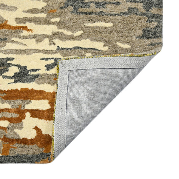 HomeRoots 4' Hand-Tufted Wool Area Rug in Abstract Orange, Ivory & Green – Modern Art for Cozy Spaces 9' X 13' 570754