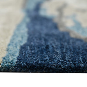 HomeRoots 4' Blue Gray and Ivory Abstract Hand-Tufted Wool Area Rug for Cozy Modern Interiors and Comfort 4' X 6' 570756