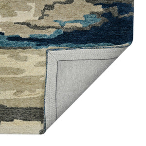 HomeRoots 4' Blue Gray and Ivory Abstract Hand-Tufted Wool Area Rug for Cozy Modern Interiors and Comfort 4' X 6' 570756