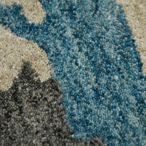 HomeRoots 4' Blue Gray and Ivory Abstract Hand-Tufted Wool Area Rug for Cozy Modern Interiors and Comfort 5' X 8' 570757